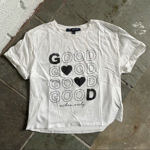 White “Good Vibes Only” crop top